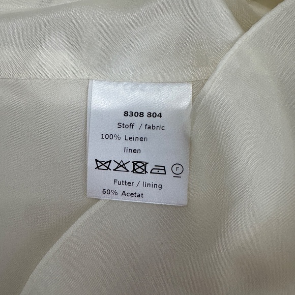 $895 Maison Common Ivory Check Linen Belted Skirt Size 36/US 4 - Picture 6 of 8